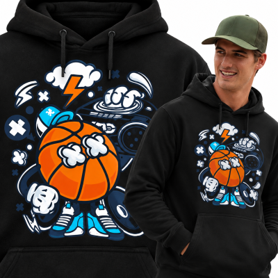 BLUZA Z KAPTUREM  ANIMOWANA  BASKETBALL BOOMBOX BEAT